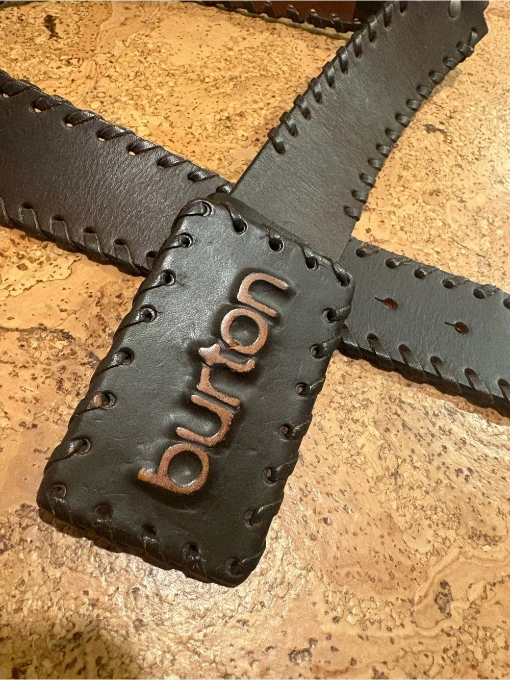 Vintage 90s leather Burton Men's Brown Leather Belt S